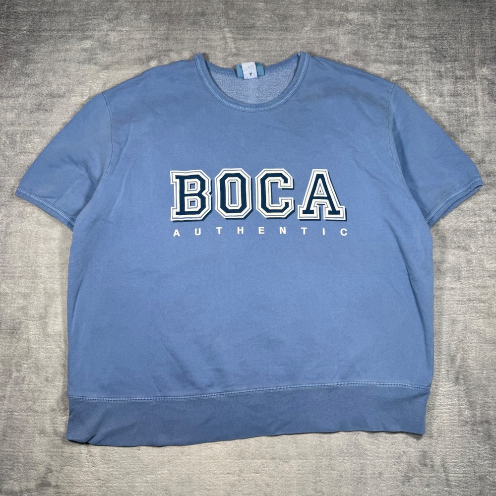 Boca Authentic Sweatshirt Mens Large Blue Graphic Made In Canada Short sleeve